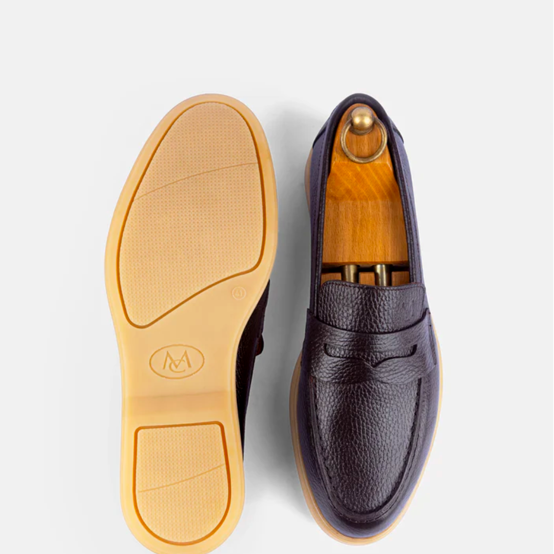 Mocassin City Walk Cuire Grainé Marron Foncé