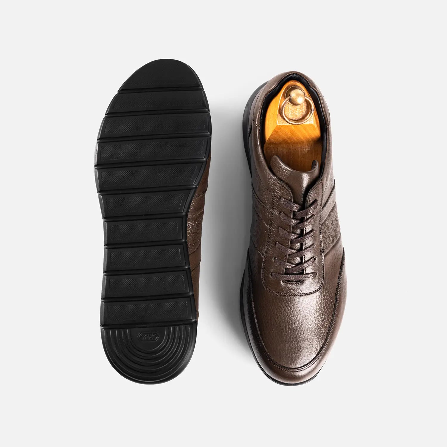 Sneakers à lacets Snider Wald Cuir Grainé Taupe