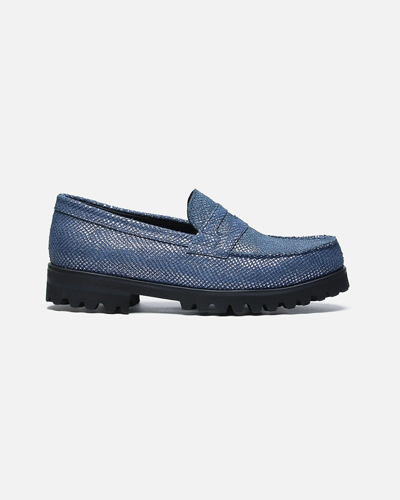 Loafers West Bleu imprimé Serpent