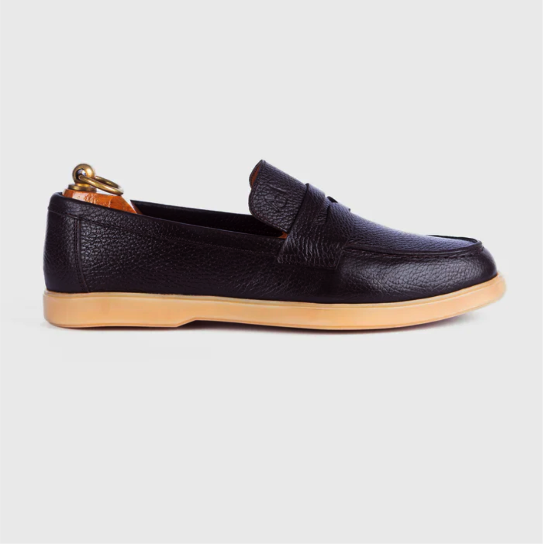 Mocassin City Walk Cuire Grainé Marron Foncé