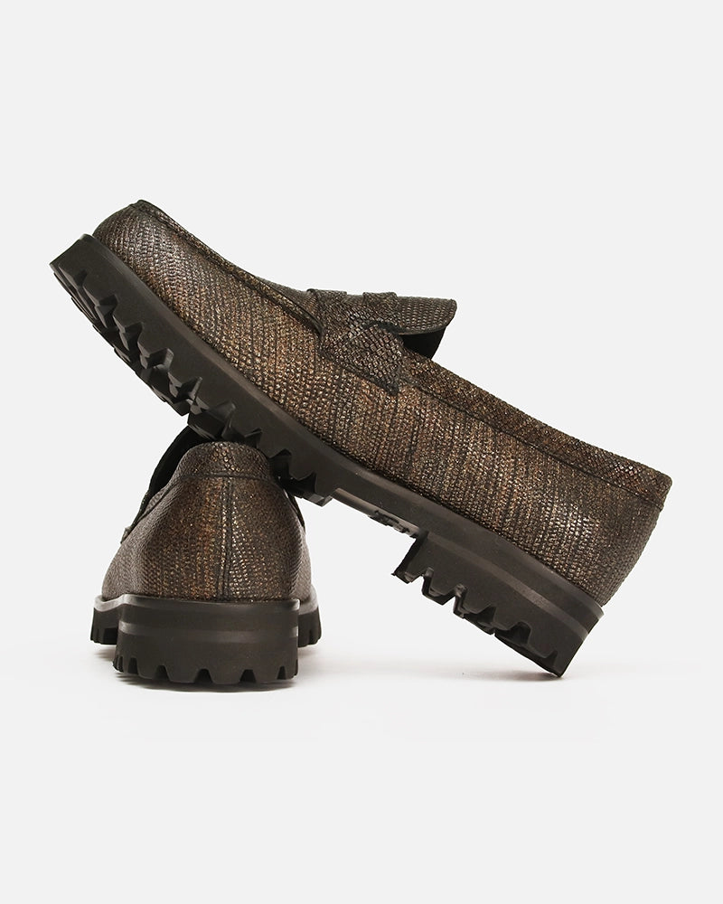 Loafers West Noir Doré imprimé Serpent