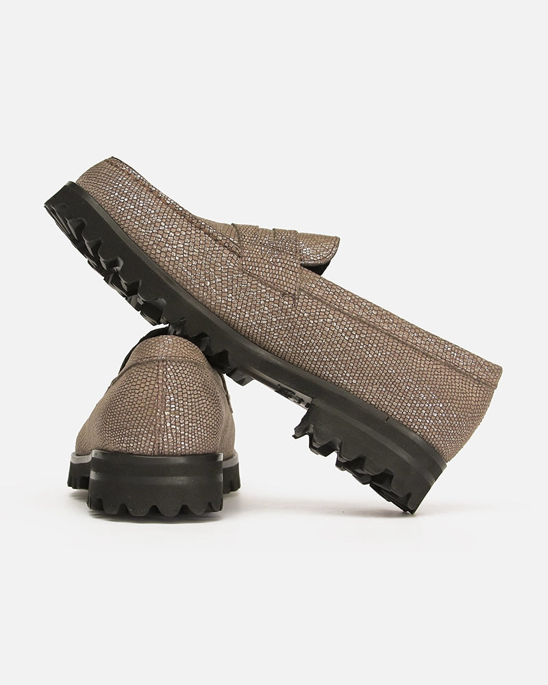Loafers West Taupe Rosé imprimé Serpent