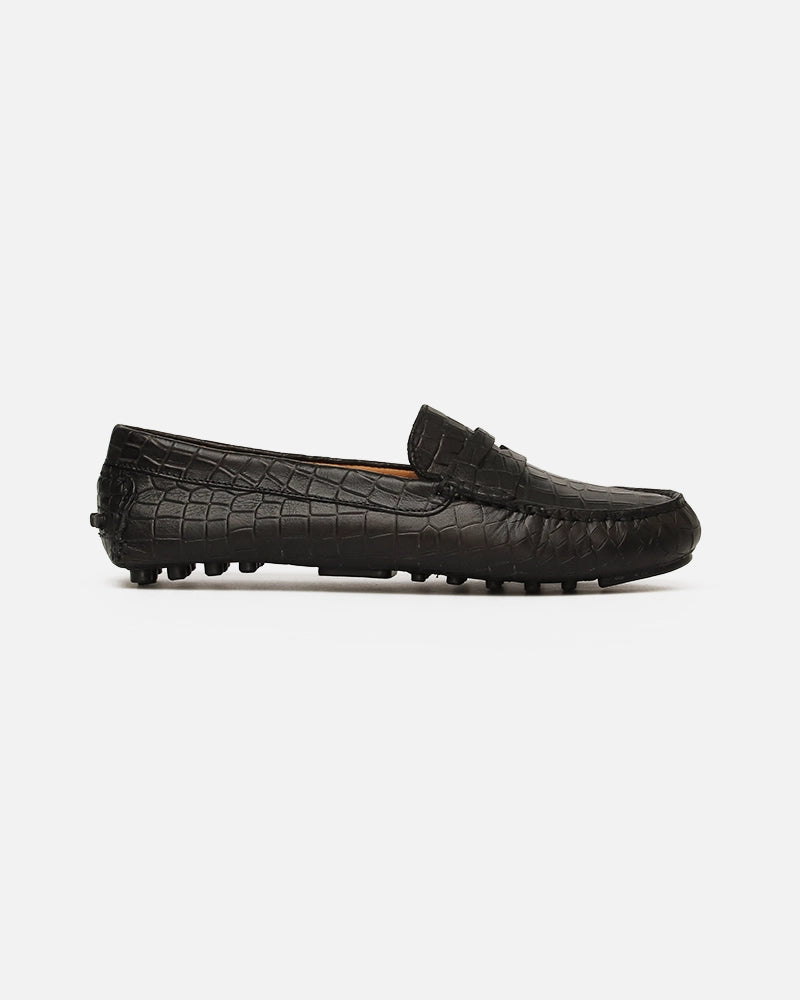 Mocassin Driver Max Noir imprimé Croco