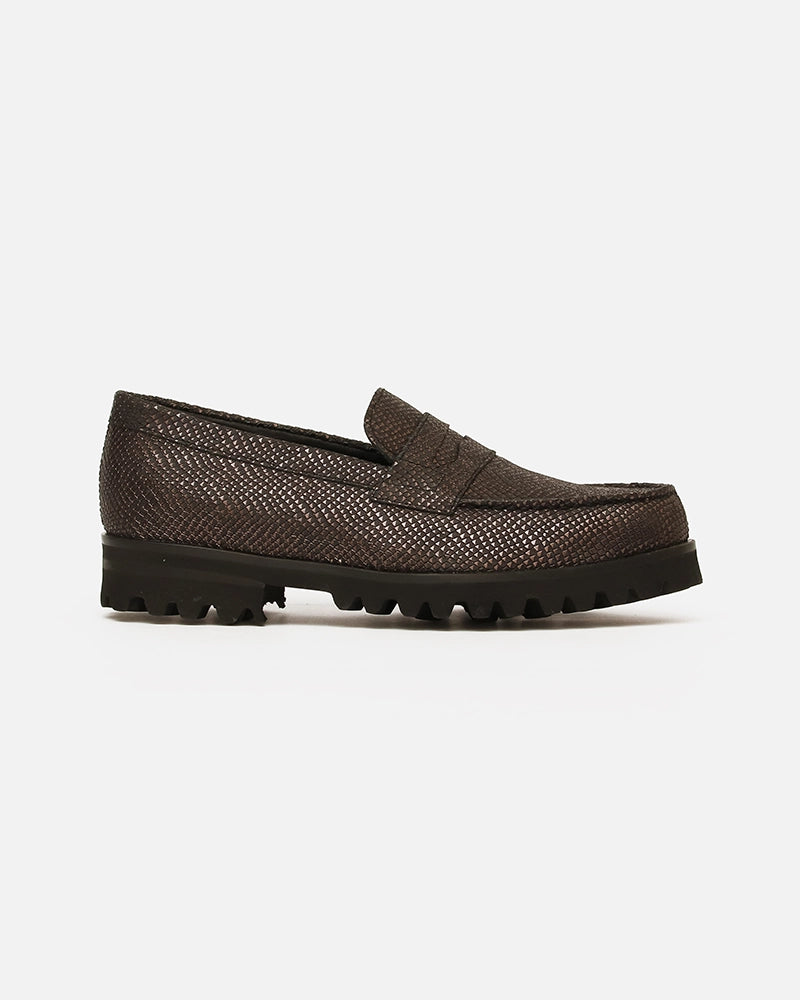 Loafers West Noir Argenté imprimé Serpent
