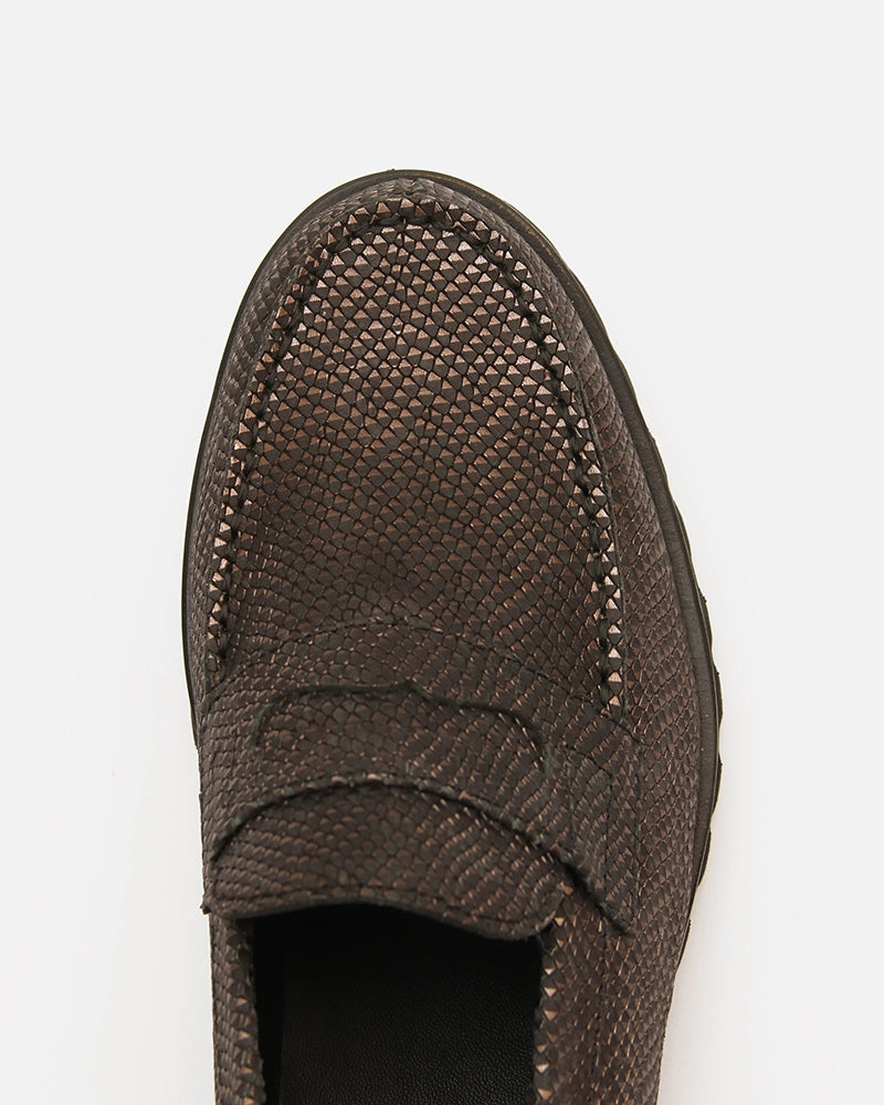 Loafers West Noir Argenté imprimé Serpent